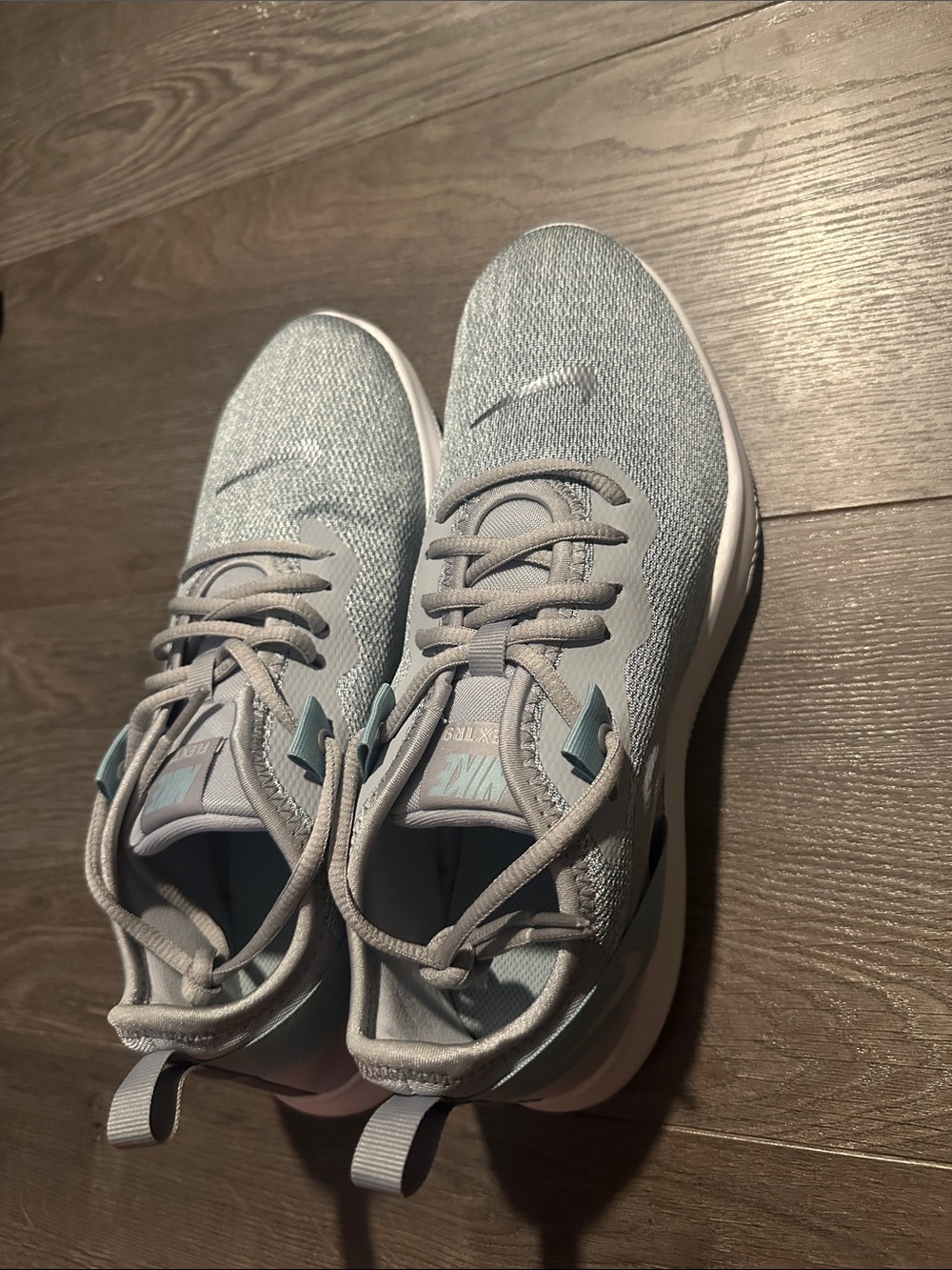 Nike Kids Light Grey and Pale Blue Athletic Sneakers
